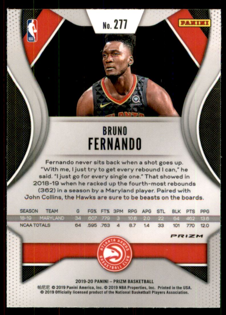 2019-20 Panini Prizm Prizms Choice Tiger Stripe #277 Bruno Fernando