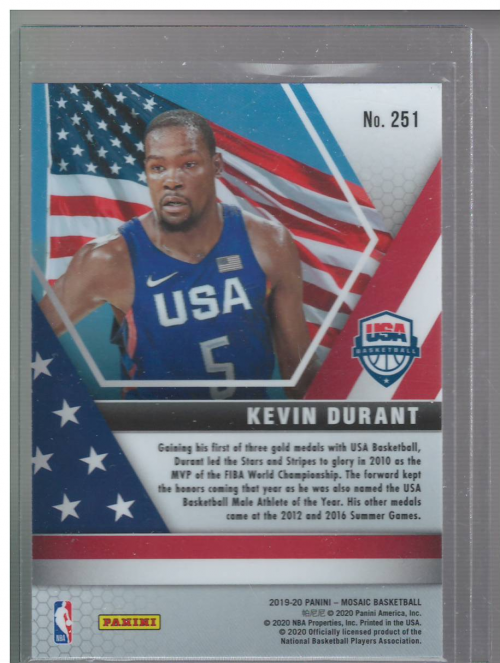 2019-20 Panini Mosaic #251 Kevin Durant - A6320 - NM-MT