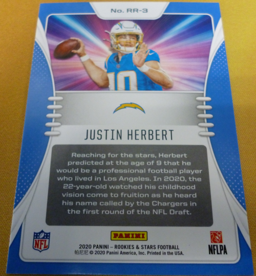 2020 Rookies and Stars Rookie Rush #3 Justin Herbert - Actual Card Photo -  NM-MT