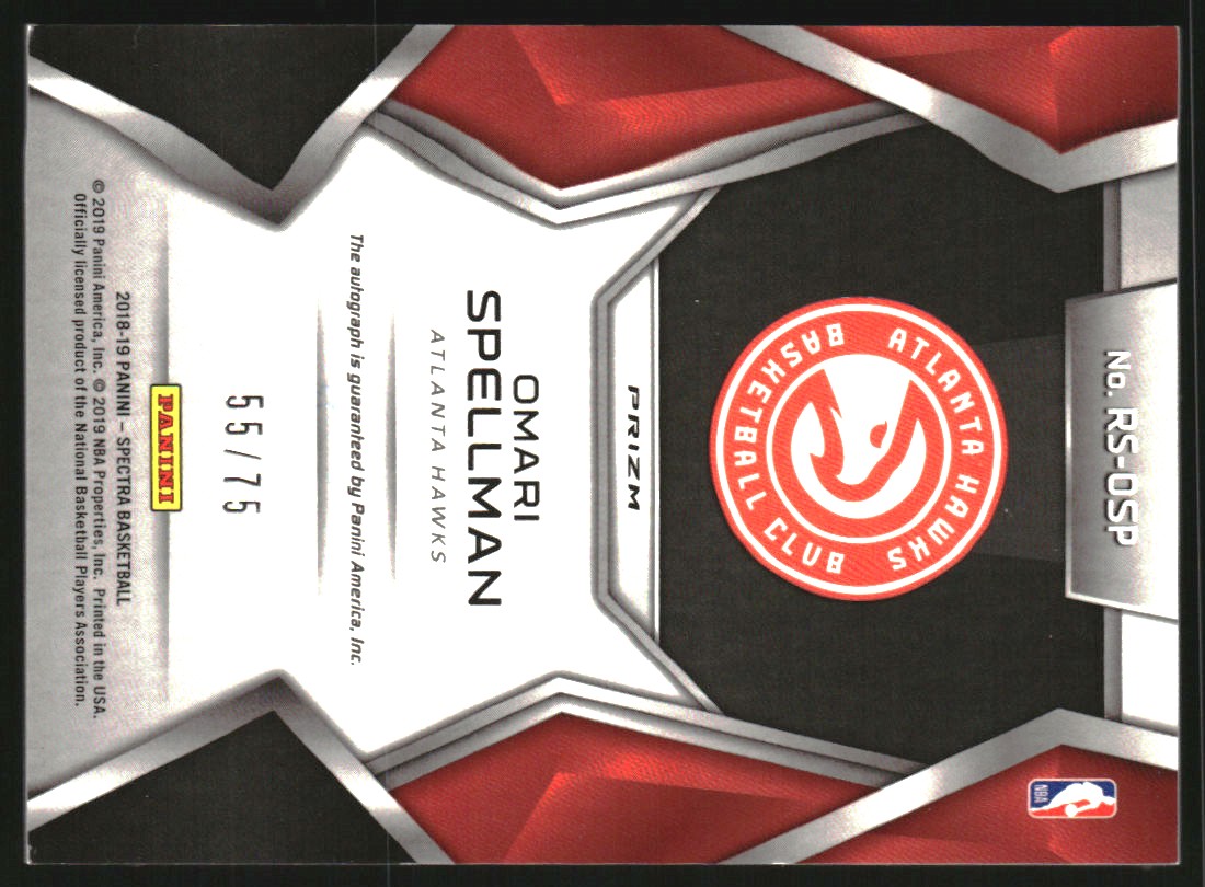2018-19 Panini Spectra Rising Stars Signatures #39 Omari Spellman