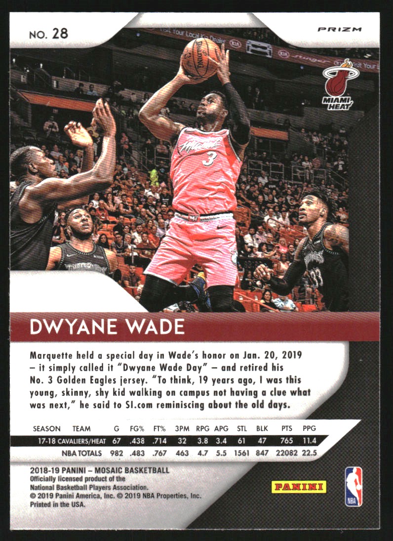2018-19 Panini Prizm Mosaic Green #28 Dwyane Wade