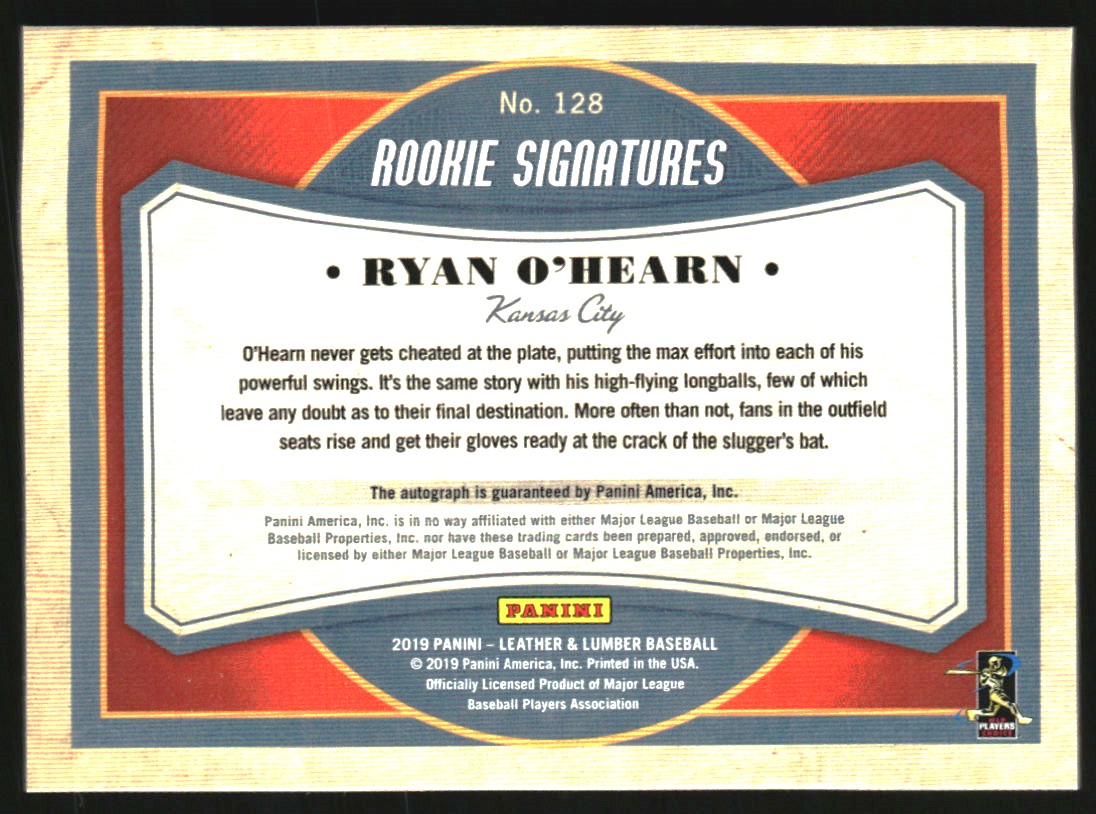 2019 Panini Leather and Lumber Rookie Baseball Signatures Black #128 Ryan O'Hearn/125