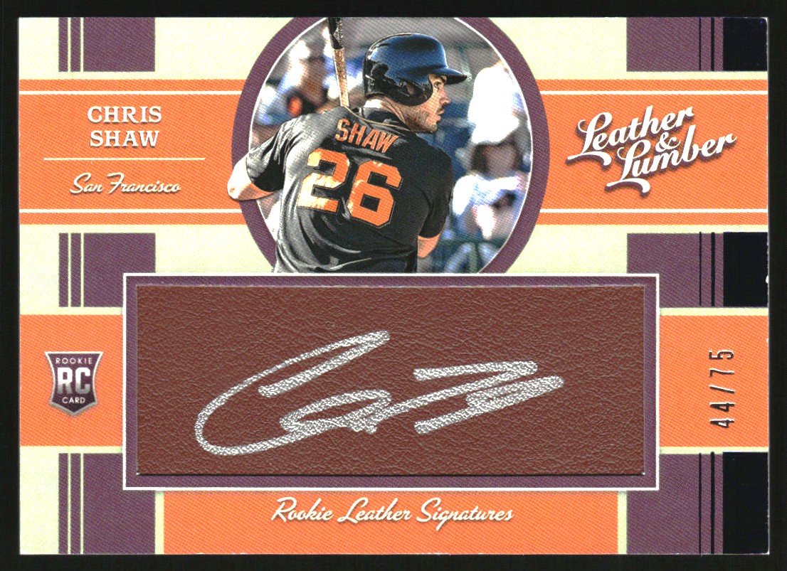 2019 Panini Leather and Lumber Rookie Leather Signatures Dark Brown #118 Chris Shaw/75