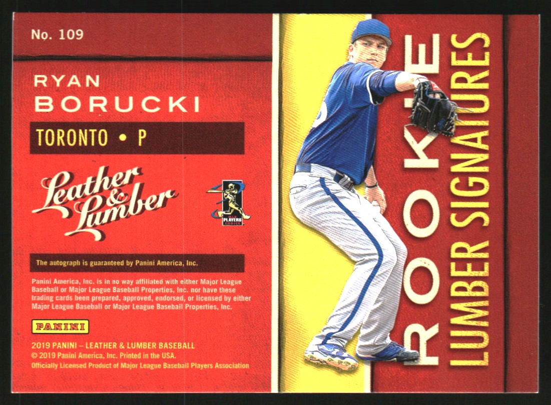 2019 Panini Leather and Lumber Rookie Lumber Signatures Holo Silver #109 Ryan Borucki