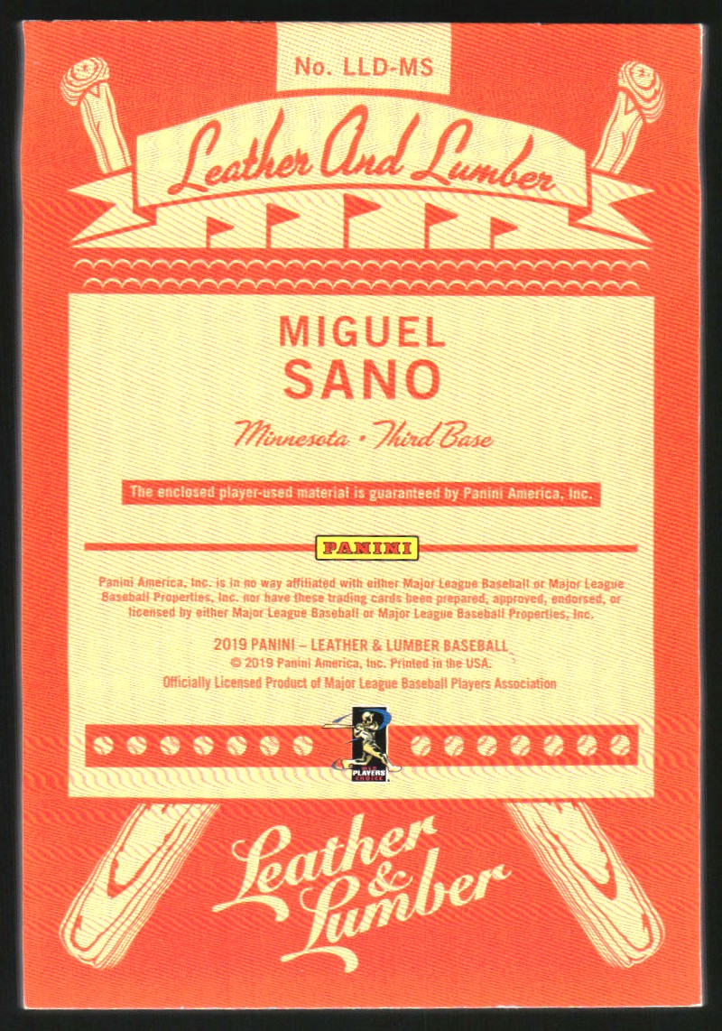 2019 Panini Leather and Lumber Leather and Lumber Dual Jersey Relics #13 Miguel Sano/349