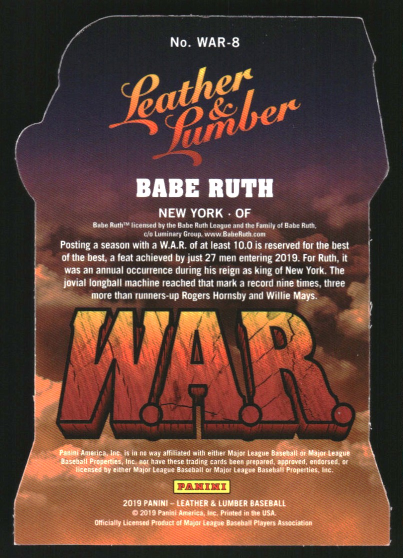 2019 Panini Leather and Lumber W.A.R. Daddys Gold #8 Babe Ruth