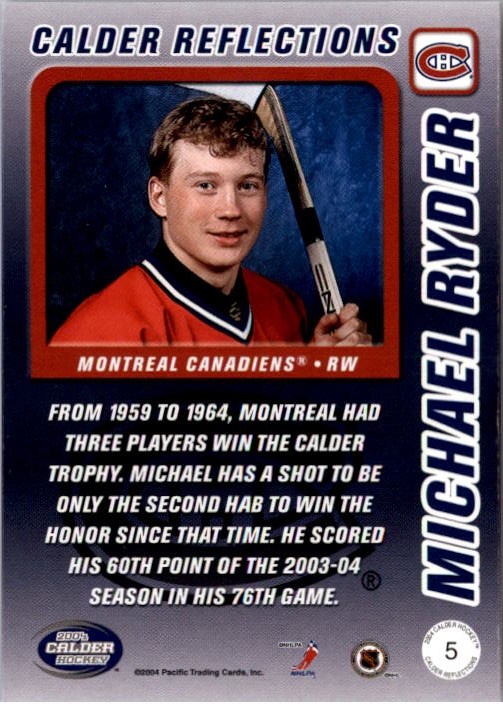 2003-04 Pacific Calder Reflections #5 Michael Ryder back image