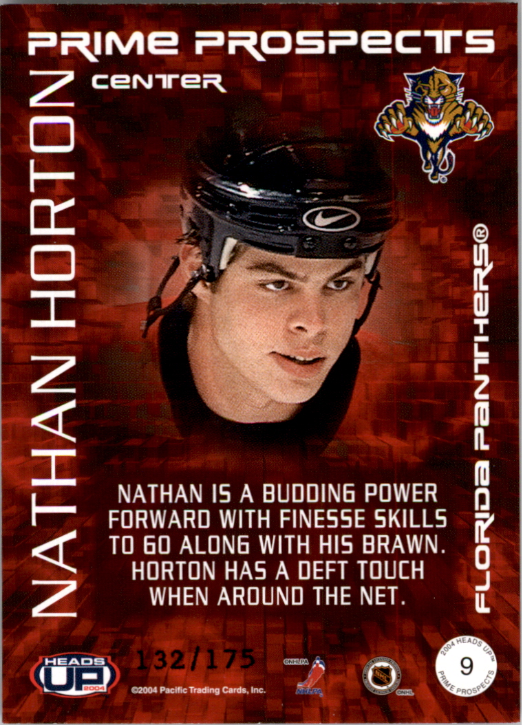 2003-04 Pacific Heads Up Prime Prospects LTD #9 Nathan Horton back image
