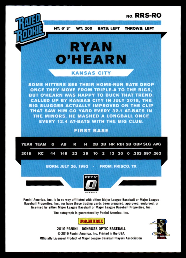 2019 Donruss Optic Rated Rookies Signatures #40 Ryan O'Hearn
