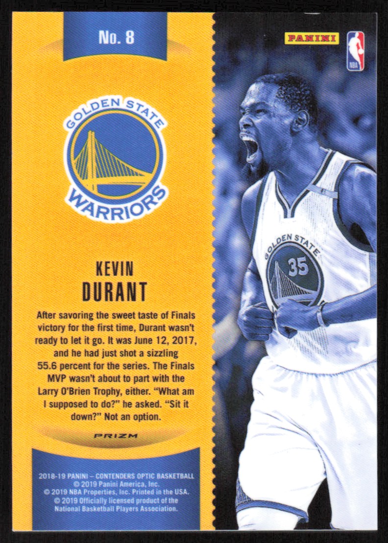 2018-19 Panini Contenders Optic Winning Tickets #8 Kevin Durant
