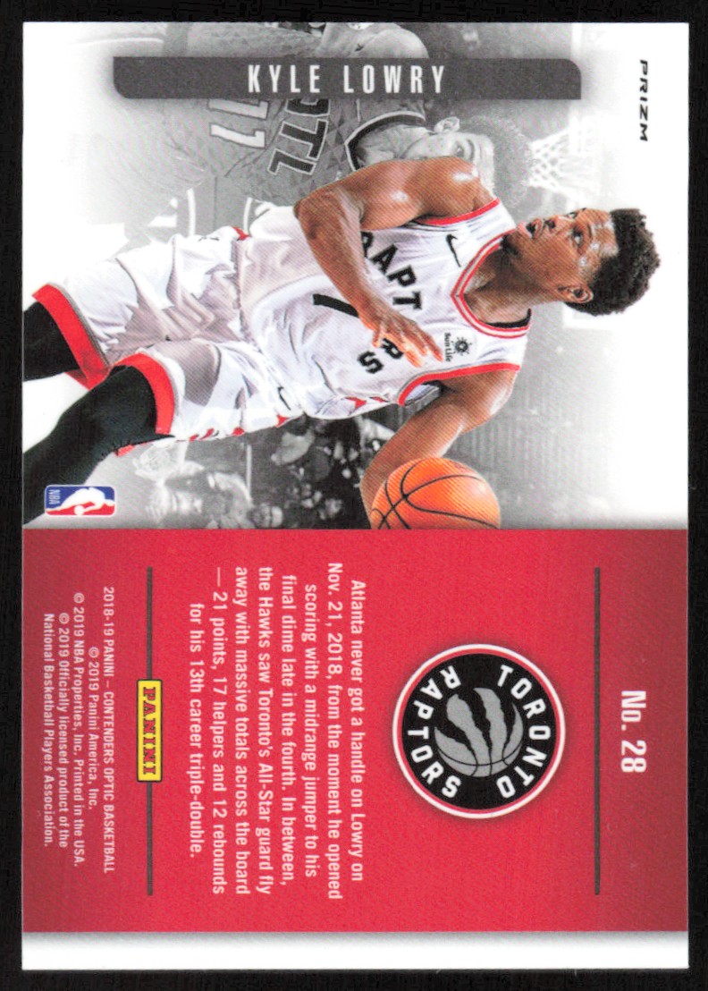 2018-19 Panini Contenders Optic Playing the Numbers Game Red Cracked Ice #28 Kyle Lowry