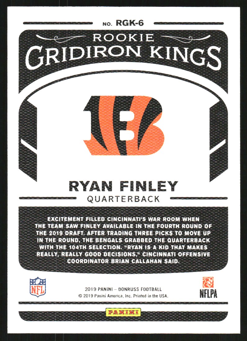 2019 Donruss Rookie Gridiron Kings Studio Series #6 Ryan Finley
