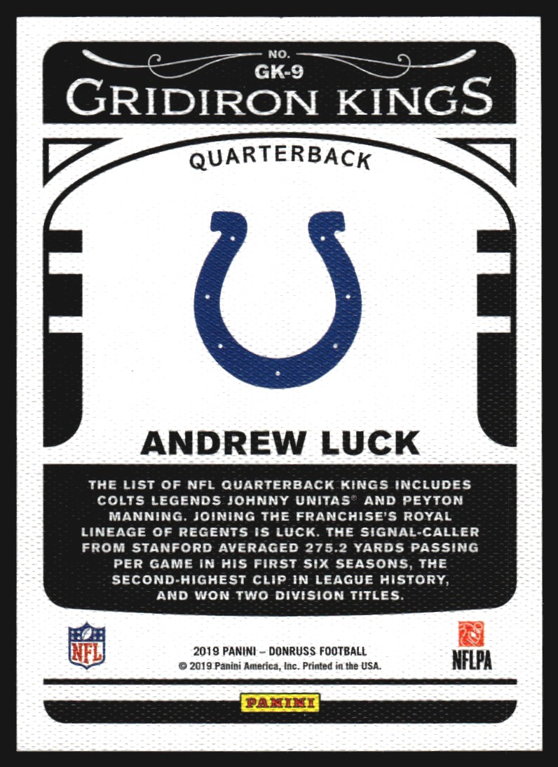 2019 Donruss Gridiron Kings Studio Series #9 Andrew Luck