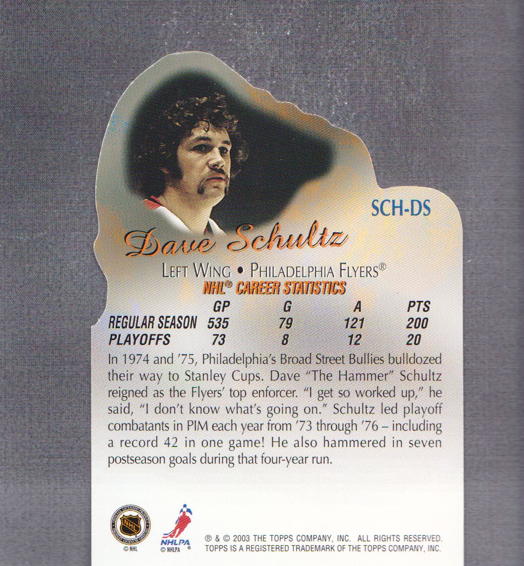 2003-04 Topps Stanley Cup Heroes #DS Dave Schultz back image