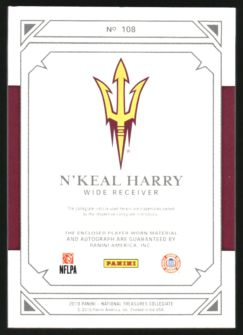 2019 Panini National Treasures Collegiate #108 N'Keal Harry JSY AU/99 RC