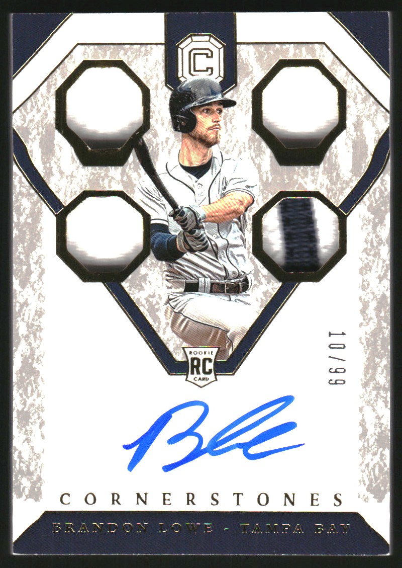 2019 Panini Cornerstones Rookie Quad Relic Autographs #29 Brandon Lowe