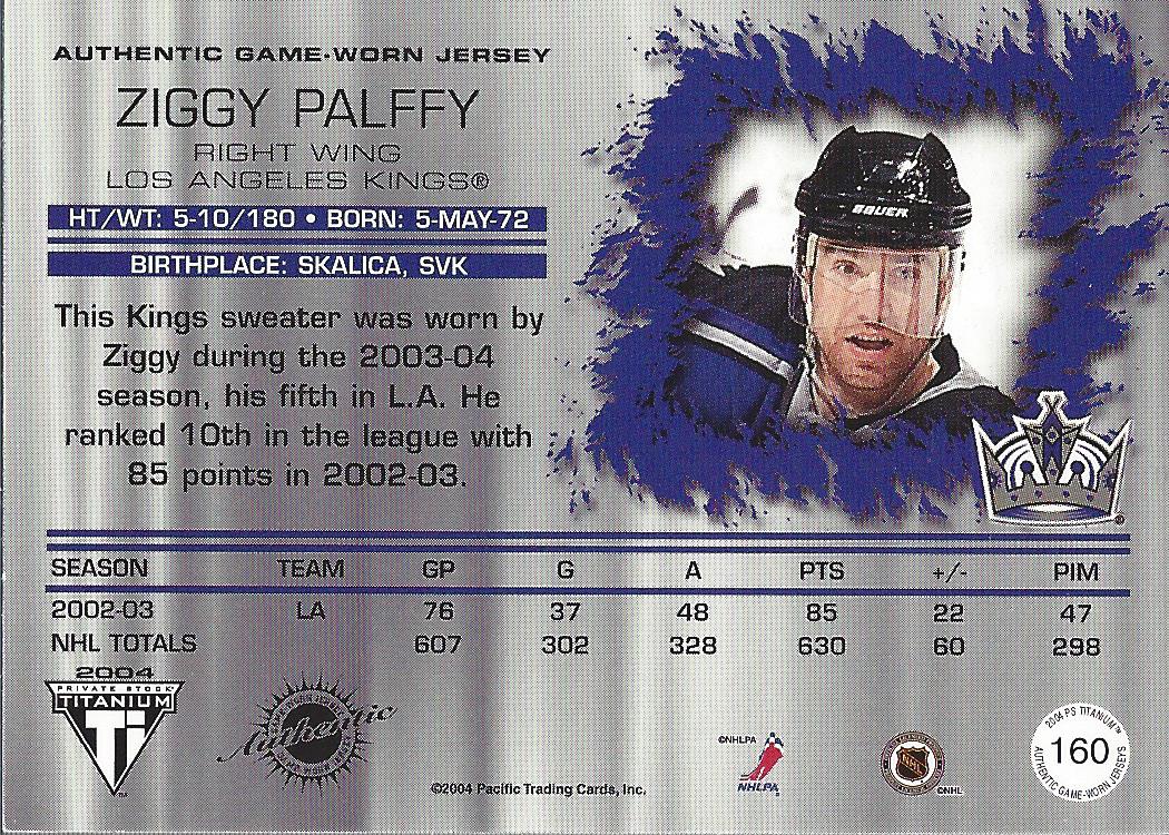 2003-04 Titanium Hobby Jersey Number Parallels #160 Ziggy Palffy JSY back image