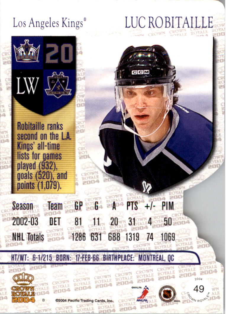 2003-04 Crown Royale #49 Luc Robitaille back image