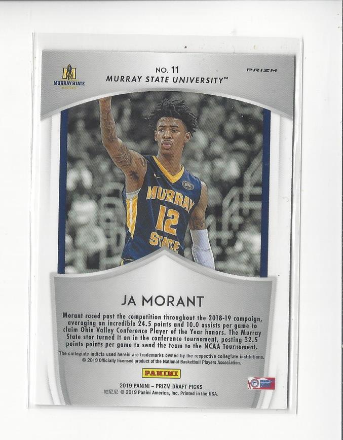2019-20 Panini Prizm Draft Picks Prizms Silver #11 Ja Morant