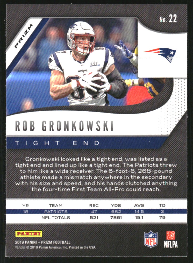 2019 Panini Prizm Prizms Green #22 Rob Gronkowski