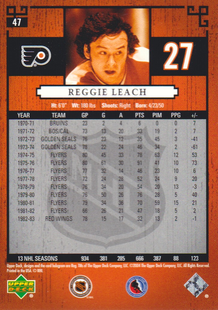2004-05 UD Legends Classics #47 Reggie Leach back image