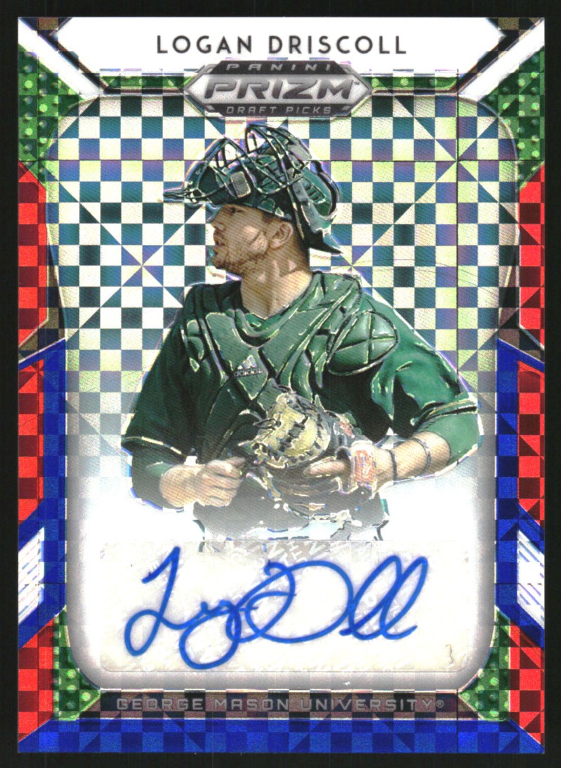 2019 Panini Prizm Draft Picks Autographs Prizms Red White and Blue #91 Logan Driscoll/99