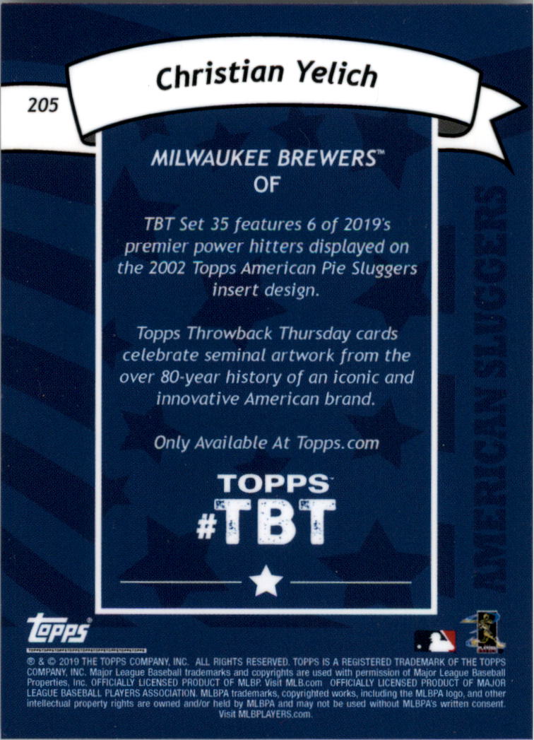 American Pie Sluggers 2019 Topps Throwback Thursday '02 tú eliges - Imagen 3 de 13