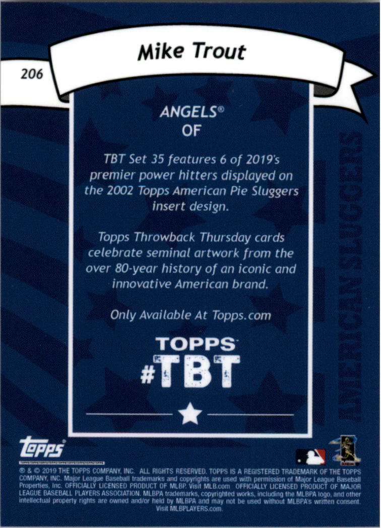 American Pie Sluggers 2019 Topps Throwback Thursday '02 tú eliges - Imagen 5 de 13