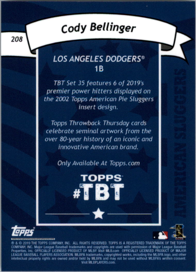 American Pie Sluggers 2019 Topps Throwback Thursday '02 tú eliges - Imagen 9 de 13