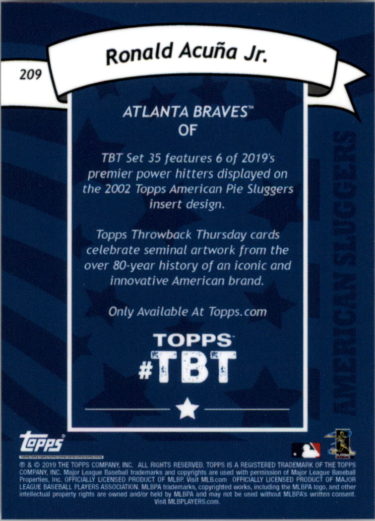 American Pie Sluggers 2019 Topps Throwback Thursday '02 tú eliges - Imagen 11 de 13