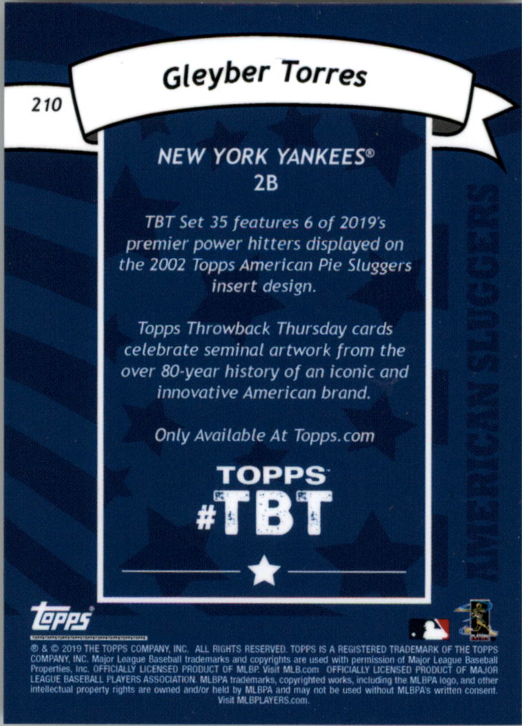 American Pie Sluggers 2019 Topps Throwback Thursday '02 tú eliges - Imagen 13 de 13