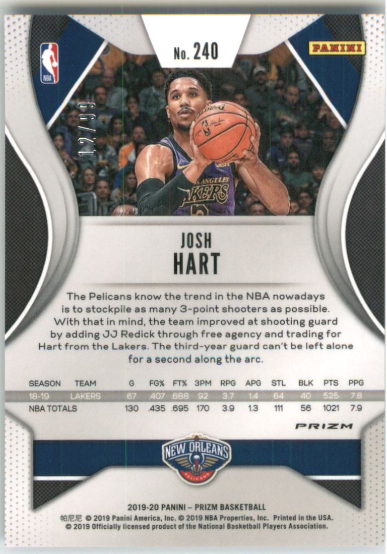 2019-20 Panini Prizm Prizms Blue Ice #240 Josh Hart