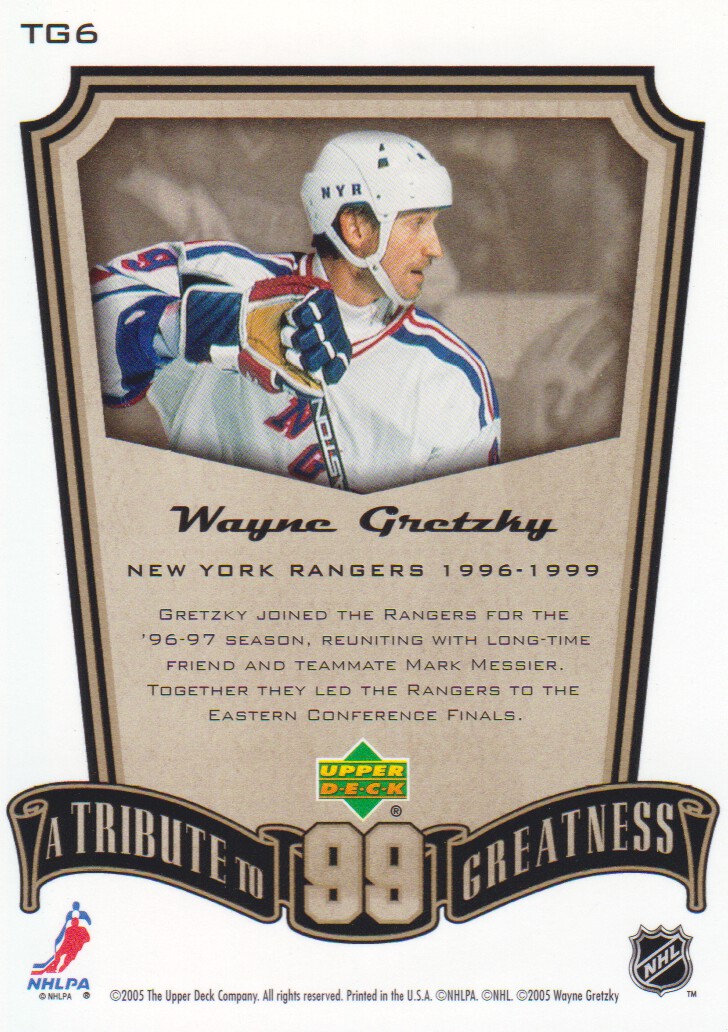 2005-06 Upper Deck MVP Tribute to Greatness #TG6 Wayne Gretzky back image