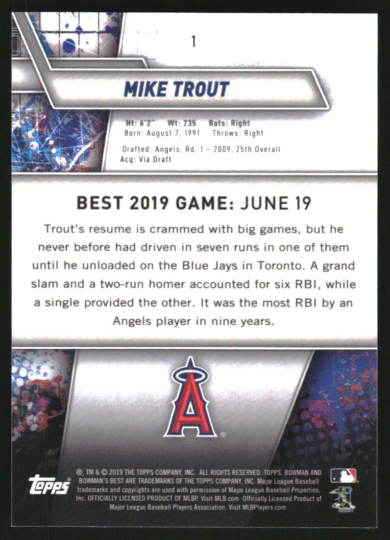 2019 Bowman's Best Atomic Refractors #1 Mike Trout