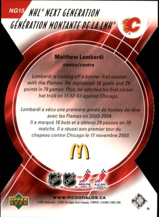 2005-06 McDonald's Upper Deck Next Generation #NG15 Matthew Lombardi back image