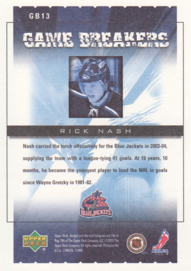 2005-06 Upper Deck Victory Game Breakers #GB13 Rick Nash back image