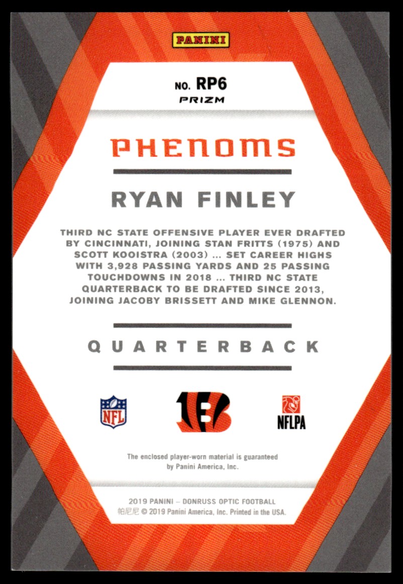 2019 Donruss Optic Rookie Phenoms Jerseys #6 Ryan Finley