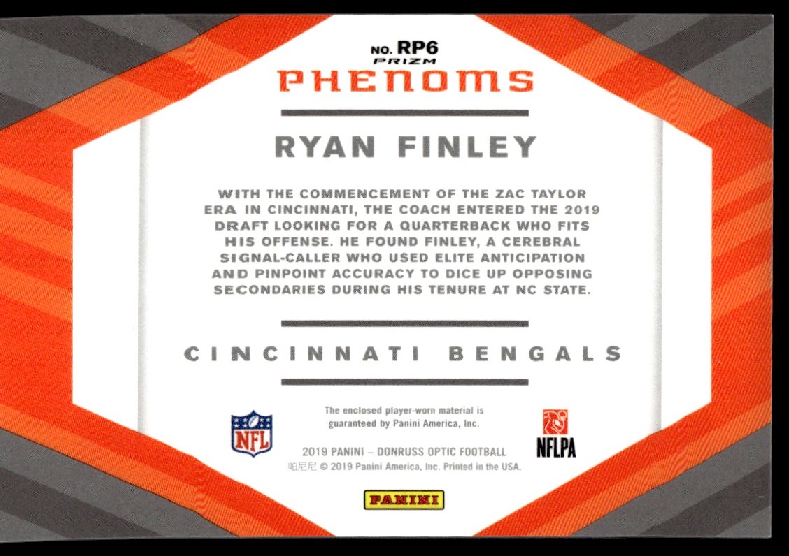 2019 Donruss Optic Rookie Phenoms Jerseys Horizontal #RP6 Ryan Finley