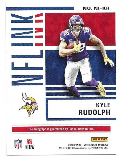2019 Panini Contenders NFL Ink #14 Kyle Rudolph/149 back image