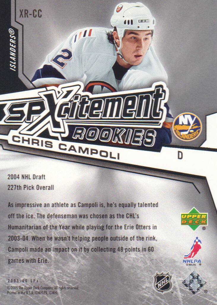 2005-06 SPx Xcitement Rookies #XRCC Chris Campoli back image