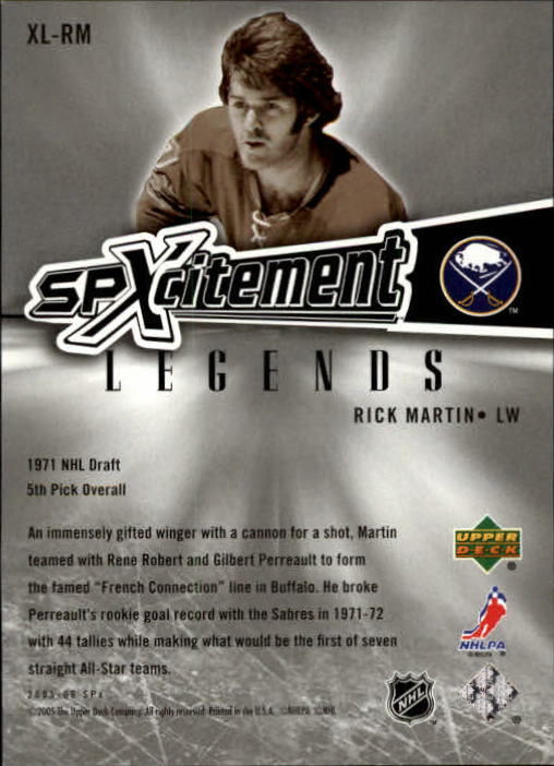 2005-06 SPx Xcitement Legends #XLRM Rick Martin back image
