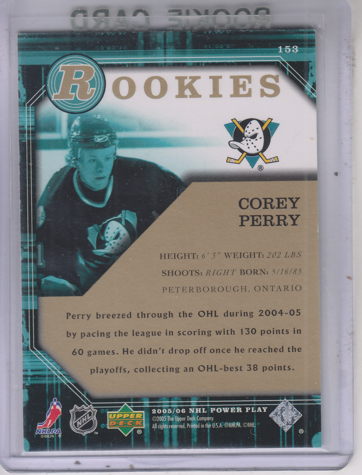 2005-06 Upper Deck Power Play #153 Corey Perry RC back image