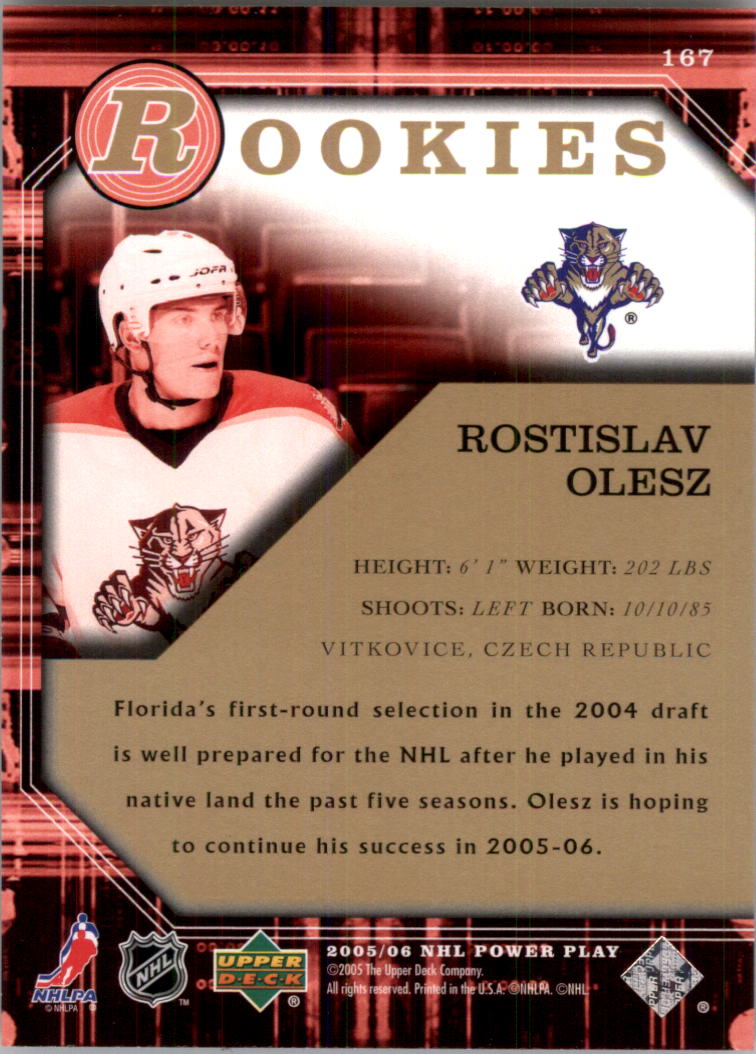 2005-06 Upper Deck Power Play #167 Rostislav Olesz RC back image