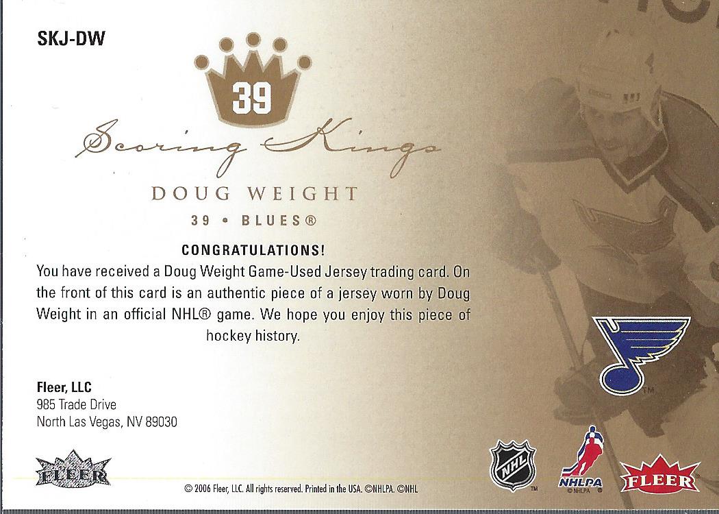 2005-06 Ultra Scoring Kings Jerseys #SKJDW Doug Weight back image