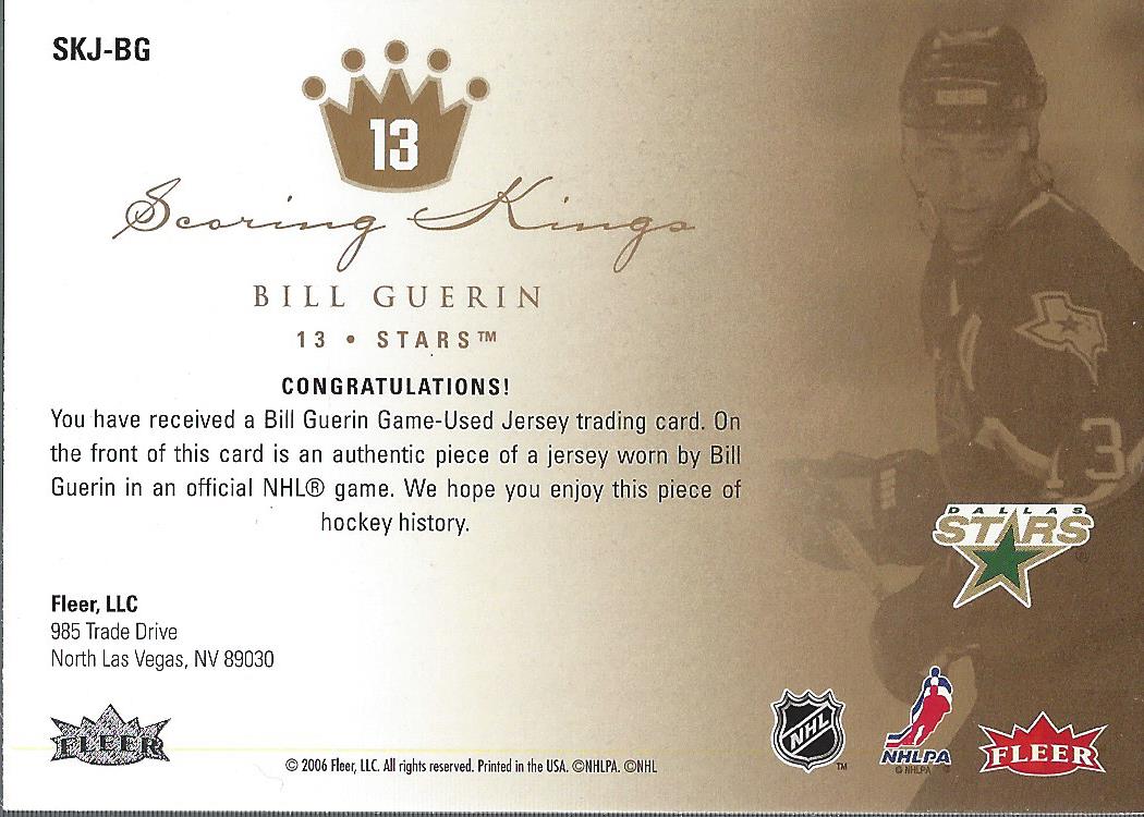 2005-06 Ultra Scoring Kings Jerseys #SKJBG Bill Guerin back image