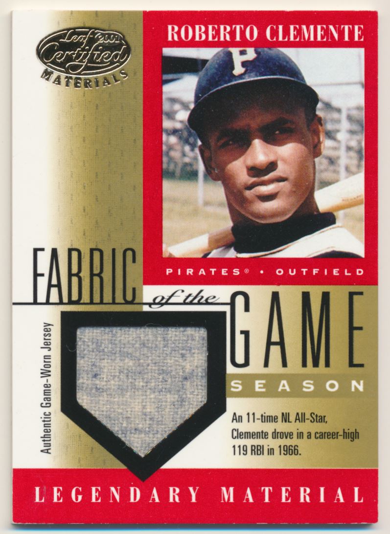2001 Leaf Certified Fabric of the Game Season #FG-5 Roberto Clemente 5/29  Pirates E10102