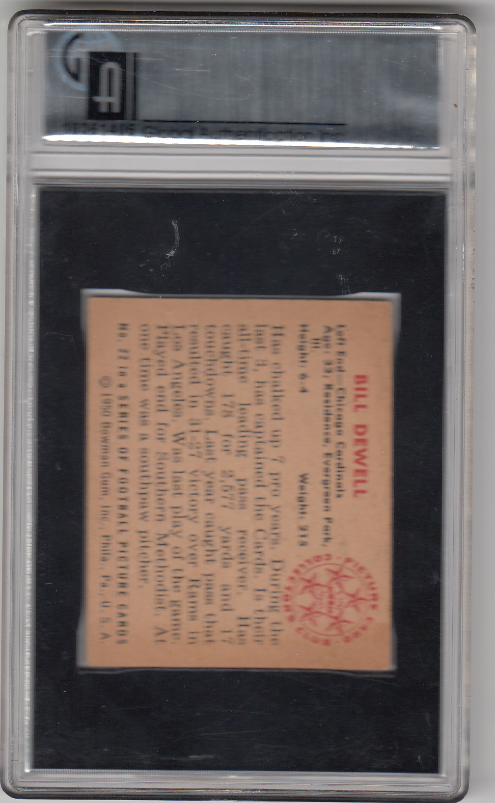 1950 Bowman #22 Billy Dewell back image