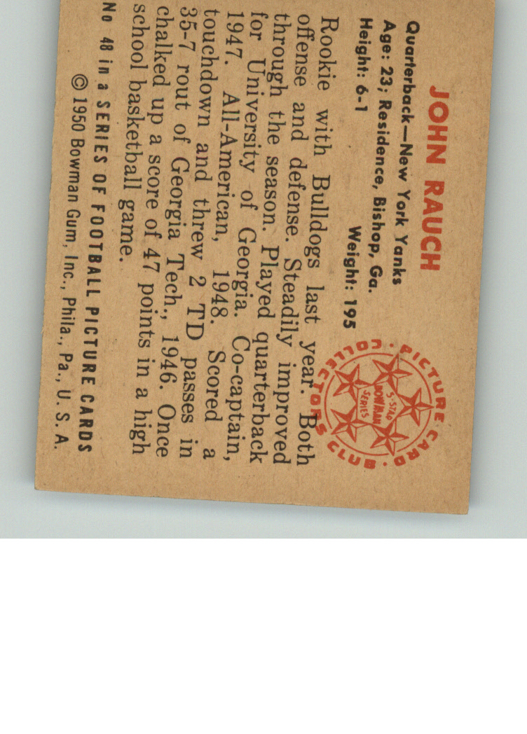 1950 Bowman #48 John Rauch back image