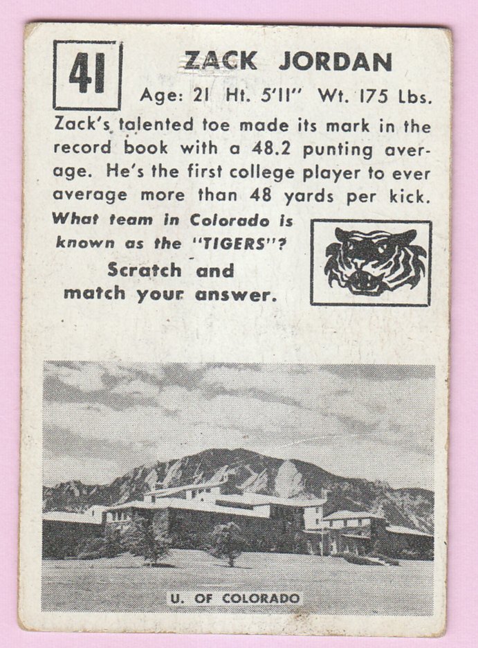 1951 Topps Magic #41 Zack Jordan RC back image