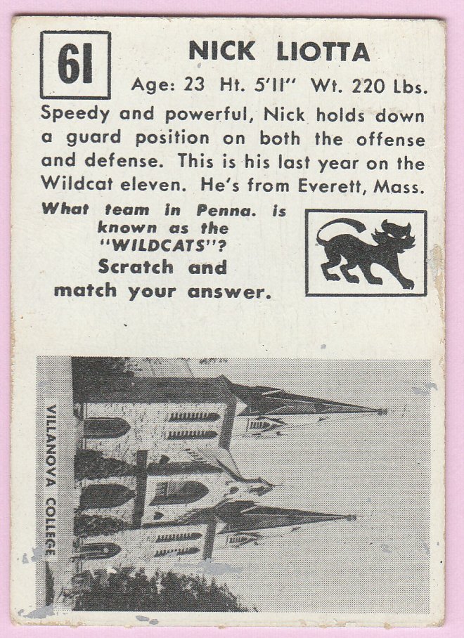 1951 Topps Magic #61 Nick Liotta RC back image